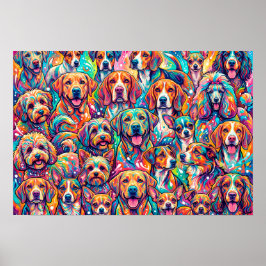 Lebendige Hund-Traumlandschaft – Psychedelischer B Poster