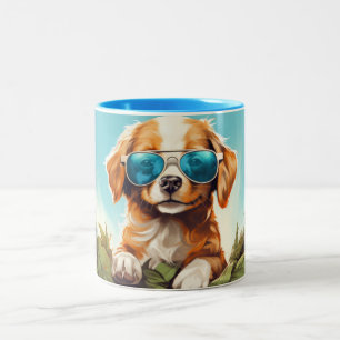 Lebendige Hundekunst im Stil für Hunde Liebhaber Zweifarbige Tasse