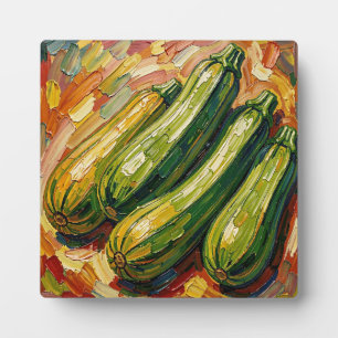 Lebendige Impasto-Zucchini-Malerei Fotoplatte
