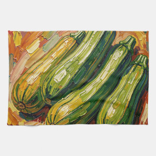 Lebendige Impasto-Zucchinimalerei Geschirrtuch