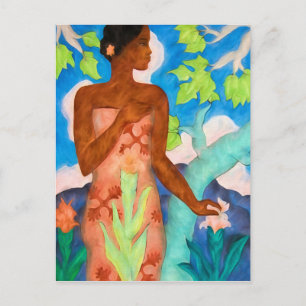 Lebendige Insel-Farben und polynesischer Frau Postkarte