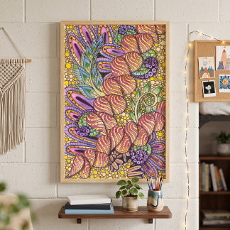 Lebendige Intricate psychedelische Boho-Zen-Doodle Poster