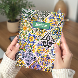 Lebendige italienische Majolika-Grünfliesen-Kunst Notizbuch