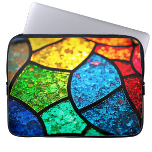 Lebendige, juwelfarbene Glasmalerei-Textur-Kunst Laptopschutzhülle
