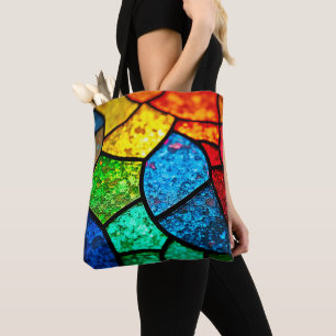 Lebendige, juwelfarbene Glasmalerei-Textur-Kunst Tasche