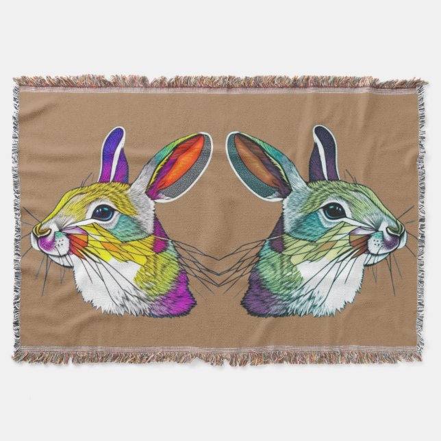 Lebendige Kaninchen Triptychon Decke (Vorderseite)