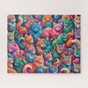 Lebendige Katzen-Traumlandschaft – Psychedelischer