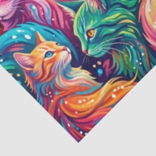 Lebendige Katzen-Traumlandschaft – Psychedelischer Seidenpapier