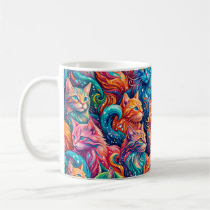 Lebendige Katzen-Traumwelt – Psychedelischer Boho- Kaffeetasse