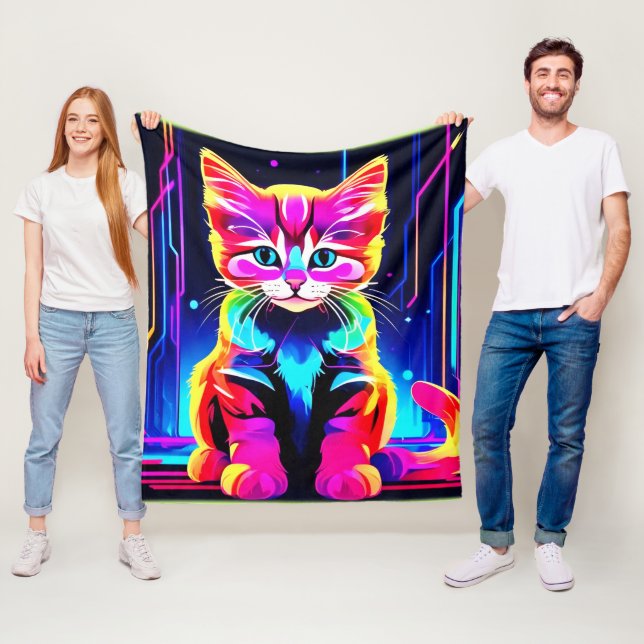 Lebendige Katzenkunst Fleecedecke (Beispiel)