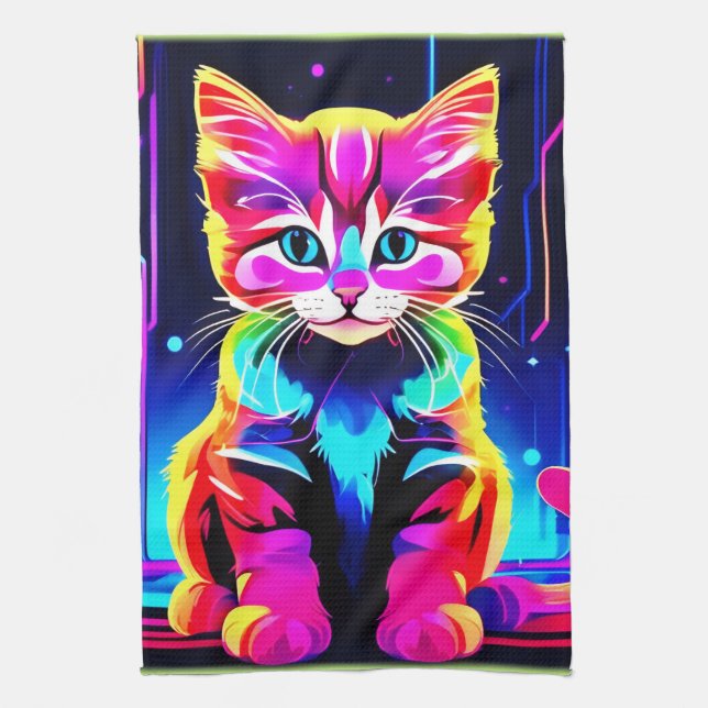 Lebendige Katzenkunst Geschirrtuch (Vertikal)