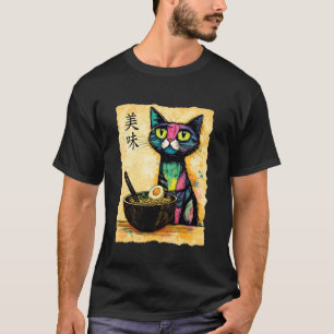 Lebendige Katzenkunst mit Nudelschale T-Shirt
