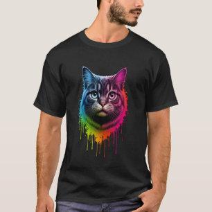 Lebendige Katzillustration mit neugierigen Augen T-Shirt