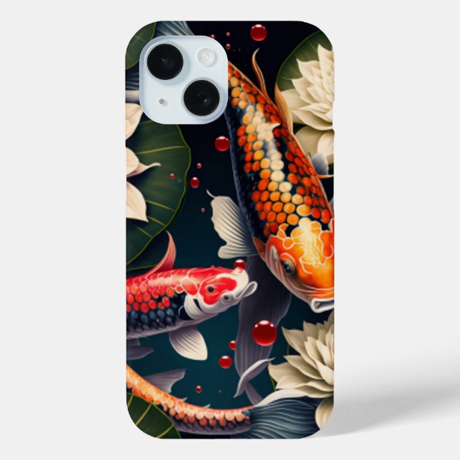 Lebendige Koi-Fisch- und Lotosblumen-Teichkunst Case-Mate iPhone Hülle (Rückseite)