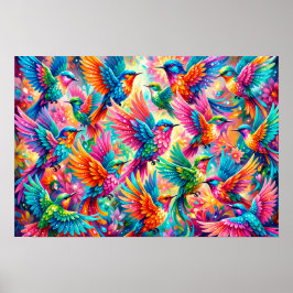 Lebendige Kolibris Traumlandschaft – Tropischer Bo Poster