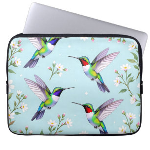 Lebendige Kolibris und weiße Kirschblüten Laptopschutzhülle