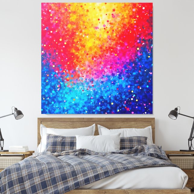 Lebendige Konfetti-Sternenexplosion-Kunst Leinwanddruck (Insitu (Schlafzimmer))