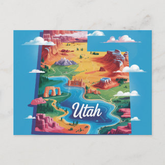 Lebendige konzeptionelle Utah-Kartenkunst Postkarte