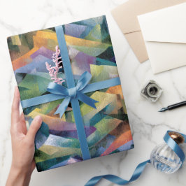 Lebendige kubistische Hügel | Geometrische Facette Geschenkpapier