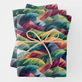 Lebendige kubistische Hügel | Kristalline Gipfel-K Geschenkpapier Set