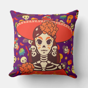 Lebendige La Catrina Kissen