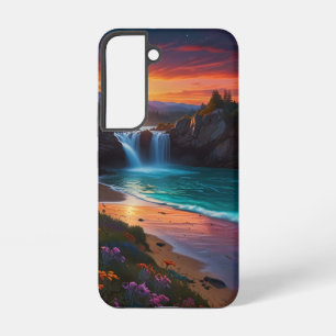 Lebendige Landschaft mit Wasserfall-Handyhülle Samsung Galaxy Hülle