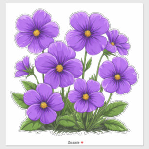 Lebendige lila Anemonenblüten Aufkleber