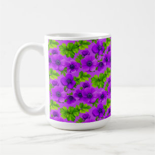 Lebendige lila Anemonenblüten Kaffeetasse