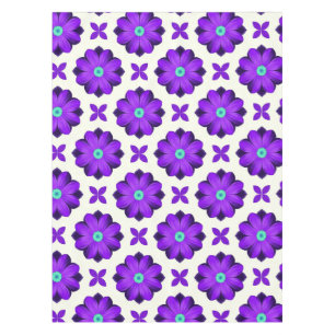 Lebendige lila Blumen und Blattmotive Tischdecke