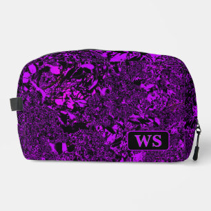 Lebendige lila Monogramm-Kosmetiktasche Waschbeutel