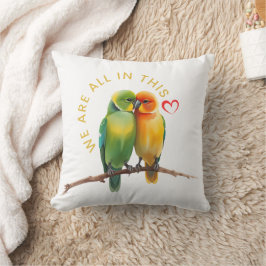 Lebendige Lovebirds und Herzen Aquarell-Illustrati Kissen