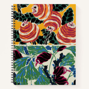 Lebendige Magenta- und Orange-Abstrakt-Blumenkunst Notizbuch