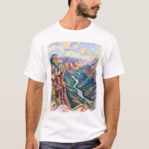 Lebendige Malerei des Zion National Park Canyon Ri T-Shirt