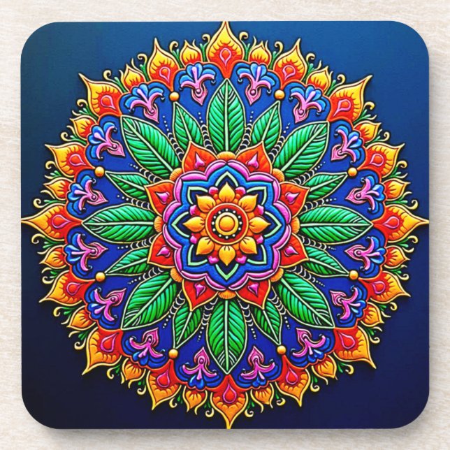 Lebendige Mandala-Kunst Getränkeuntersetzer (Vorderseite)