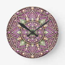 Lebendige Mandala-Wanduhr – Farbige geometrische K