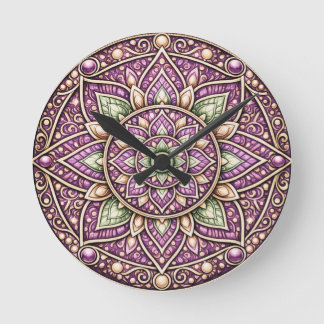 Lebendige Mandala-Wanduhr – Farbige geometrische K Runde Wanduhr
