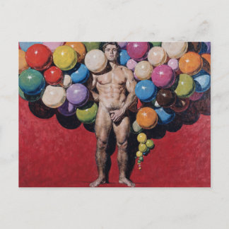 Lebendige männliche nackte surrealistische Malerei Postkarte