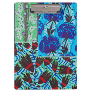 Lebendige Maximalistische Blaue und Grüne Florale Klemmbrett