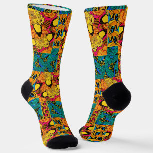 Lebendige Maximalistische Rosa- und Türkis-Schmett Socken