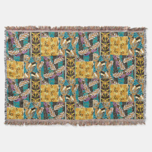 Lebendige maximalistische Teal- und violette Schme Decke