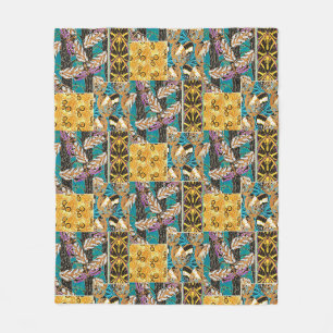 Lebendige maximalistische Teal- und violette Schme Fleecedecke