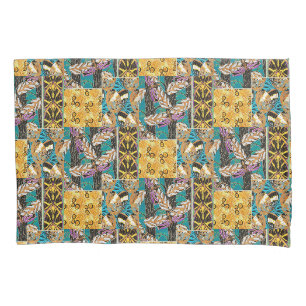 Lebendige maximalistische Teal- und violette Schme Kissenbezug