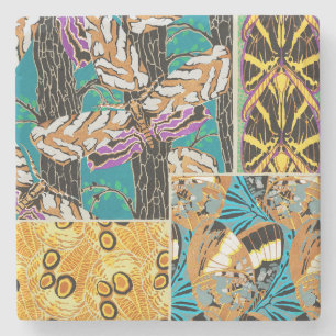 Lebendige maximalistische Teal- und violette Schme Steinuntersetzer