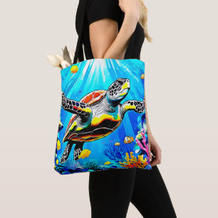 Lebendige Meeresschildkröten-Traumlandschaft Tasche