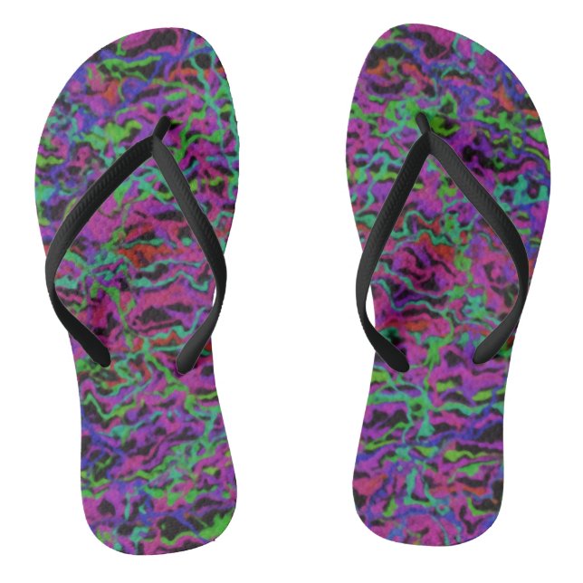 Lebendige mehrfarbige abstrakte Textur Flip Flops (Fußbett)