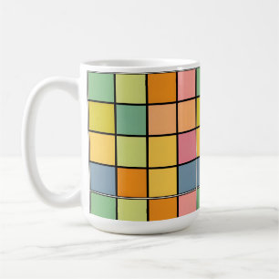 Lebendige mehrfarbige geometrische Quadrate Kaffeetasse