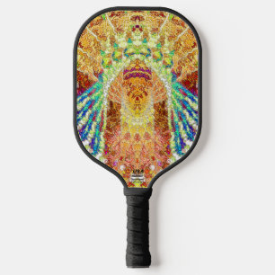 Lebendige mehrfarbige psychedelische Abstraktion Pickleball Schläger