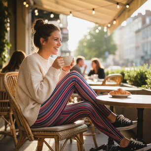 Lebendige mehrfarbige vertikale Streifen Leggings