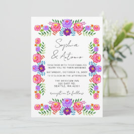 Lebendige mexikanische Floral Fiesta-Hochzeit Einladung