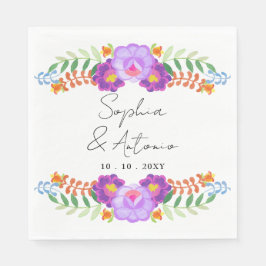 Lebendige mexikanische Floral Fiesta-Hochzeit Serviette